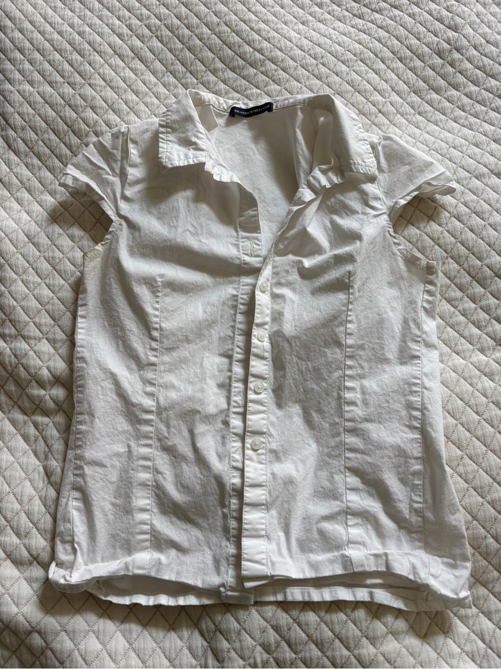 Brandy Melville White Short-Sleeve Button Down Shirt